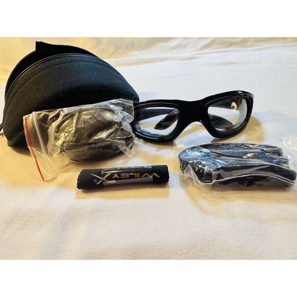 Wiley X Safety Sunglasses Matte Black Frame w/ Case, Lenses, Cleaning Cloth and